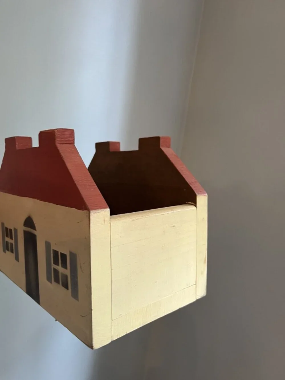 Country Hand-Painted Wooden Box Folk Art House